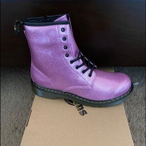 Girls Dark Pink Glitter Boots